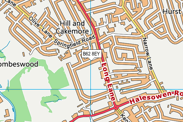 B62 8EY map - OS VectorMap District (Ordnance Survey)