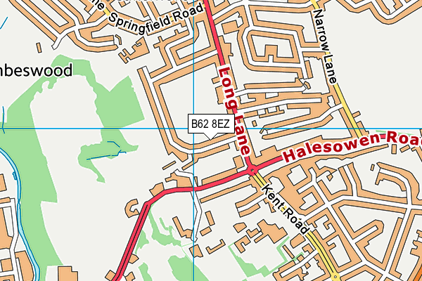 B62 8EZ map - OS VectorMap District (Ordnance Survey)