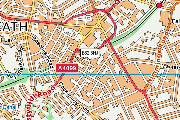 B62 8HJ map - OS VectorMap District (Ordnance Survey)