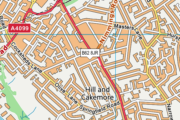 B62 8JR map - OS VectorMap District (Ordnance Survey)