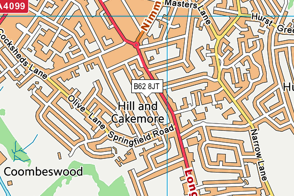 B62 8JT map - OS VectorMap District (Ordnance Survey)