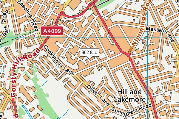 B62 8JU map - OS VectorMap District (Ordnance Survey)