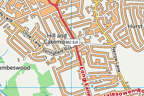 B62 8JX map - OS VectorMap District (Ordnance Survey)