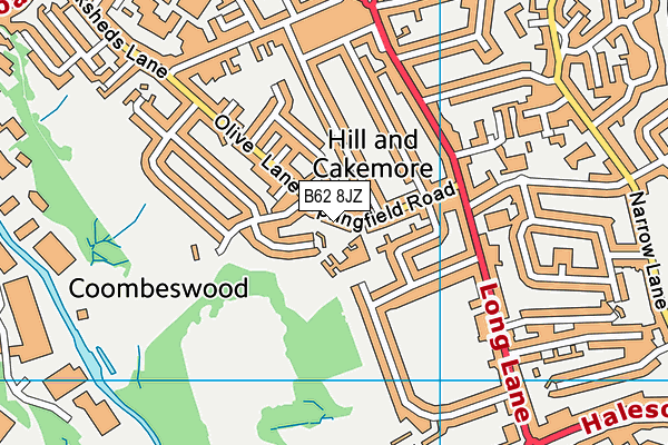 Olive Hill Primary Academy map (B62 8JZ) - OS VectorMap District (Ordnance Survey)