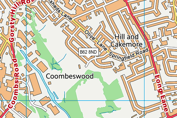 Coombs Wood Cricket Club map (B62 8ND) - OS VectorMap District (Ordnance Survey)