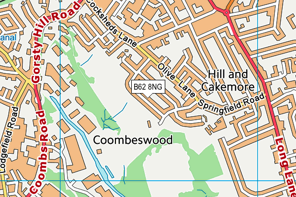 B62 8NG map - OS VectorMap District (Ordnance Survey)