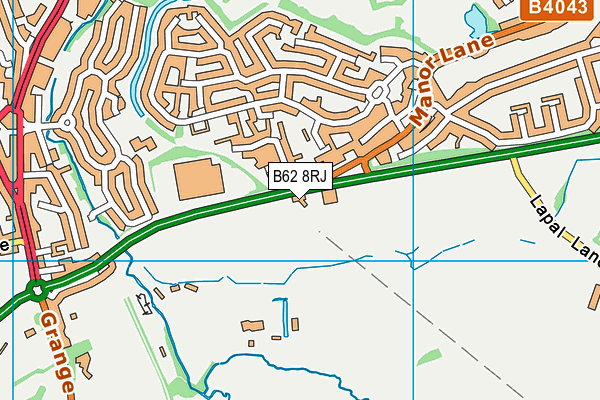 B62 8RJ map - OS VectorMap District (Ordnance Survey)