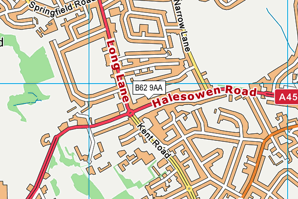 B62 9AA map - OS VectorMap District (Ordnance Survey)