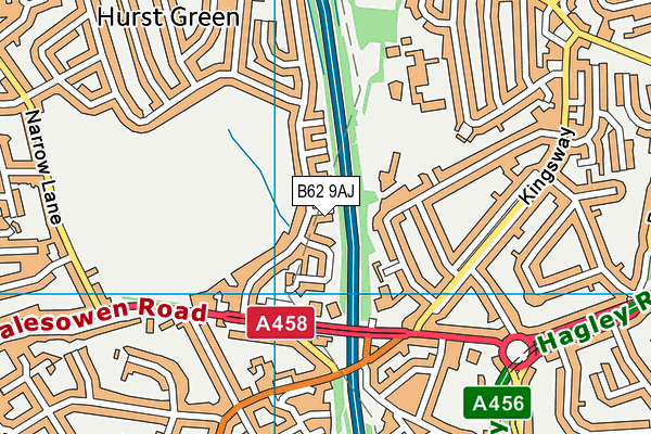 B62 9AJ map - OS VectorMap District (Ordnance Survey)