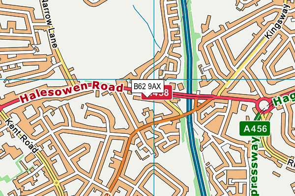 B62 9AX map - OS VectorMap District (Ordnance Survey)