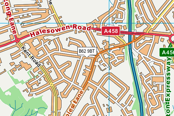 B62 9BT map - OS VectorMap District (Ordnance Survey)