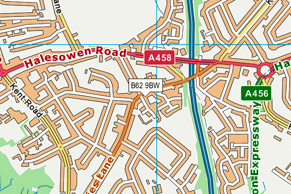 B62 9BW map - OS VectorMap District (Ordnance Survey)