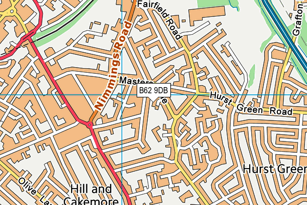 B62 9DB map - OS VectorMap District (Ordnance Survey)