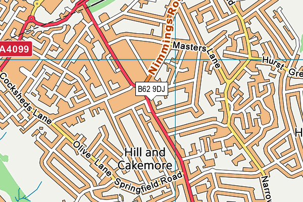 B62 9DJ map - OS VectorMap District (Ordnance Survey)