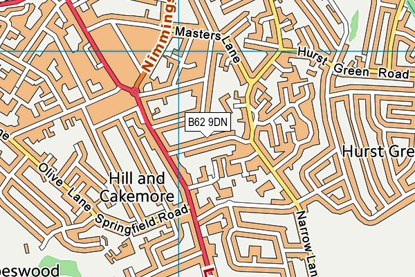 B62 9DN map - OS VectorMap District (Ordnance Survey)