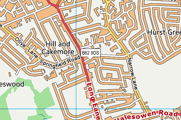 B62 9DS map - OS VectorMap District (Ordnance Survey)