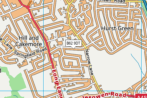 B62 9DT map - OS VectorMap District (Ordnance Survey)