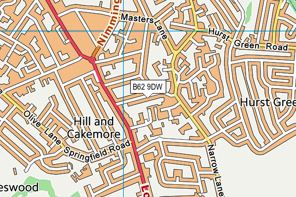 B62 9DW map - OS VectorMap District (Ordnance Survey)
