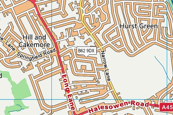 B62 9DX map - OS VectorMap District (Ordnance Survey)