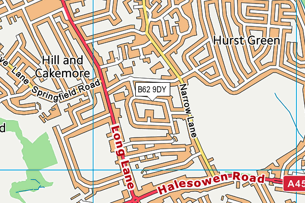 B62 9DY map - OS VectorMap District (Ordnance Survey)