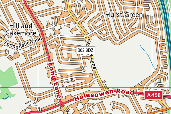 B62 9DZ map - OS VectorMap District (Ordnance Survey)