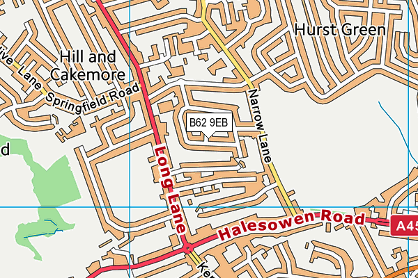 B62 9EB map - OS VectorMap District (Ordnance Survey)