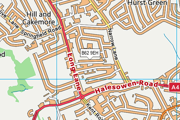 B62 9EH map - OS VectorMap District (Ordnance Survey)