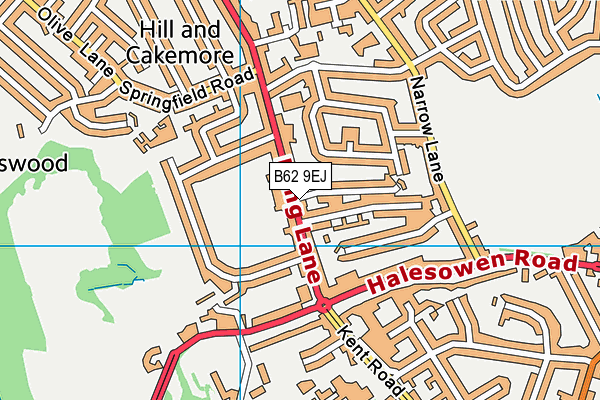 B62 9EJ map - OS VectorMap District (Ordnance Survey)