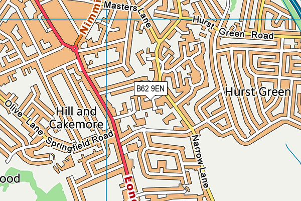 B62 9EN map - OS VectorMap District (Ordnance Survey)