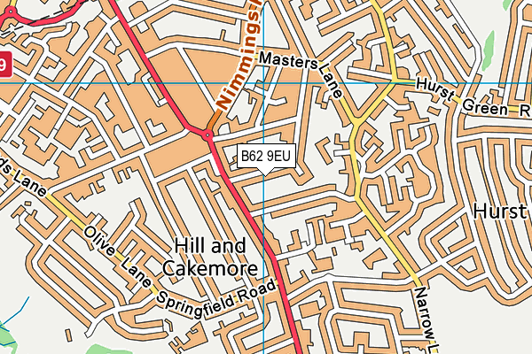 B62 9EU map - OS VectorMap District (Ordnance Survey)