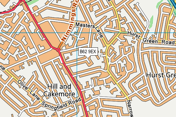 B62 9EX map - OS VectorMap District (Ordnance Survey)