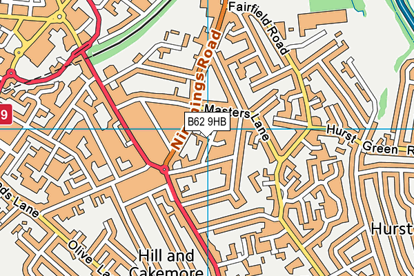 B62 9HB map - OS VectorMap District (Ordnance Survey)