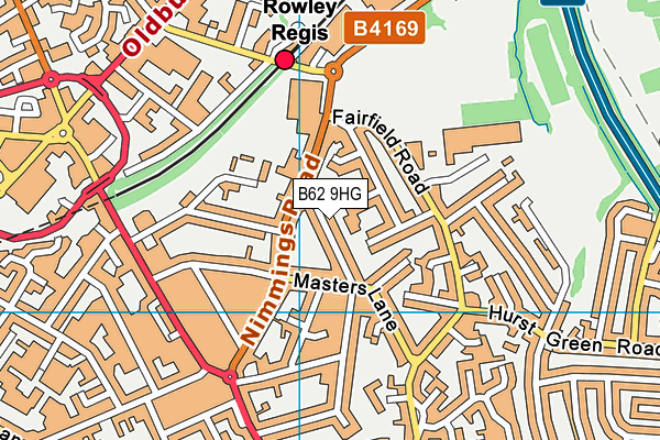 B62 9HG map - OS VectorMap District (Ordnance Survey)