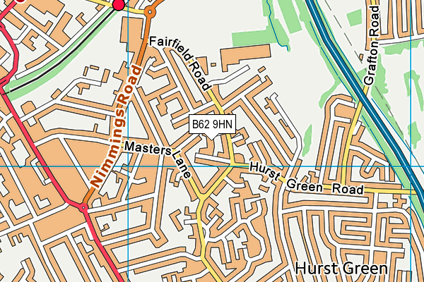 B62 9HN map - OS VectorMap District (Ordnance Survey)