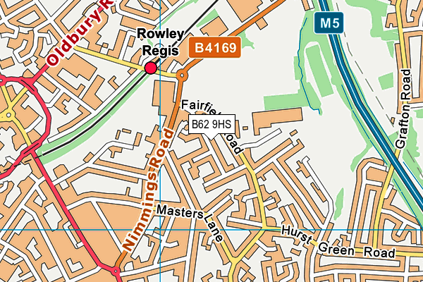 B62 9HS map - OS VectorMap District (Ordnance Survey)