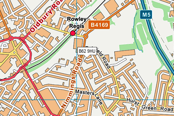 B62 9HU map - OS VectorMap District (Ordnance Survey)