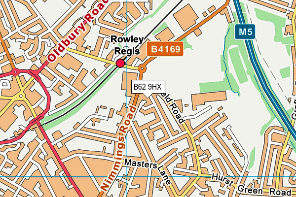 B62 9HX map - OS VectorMap District (Ordnance Survey)