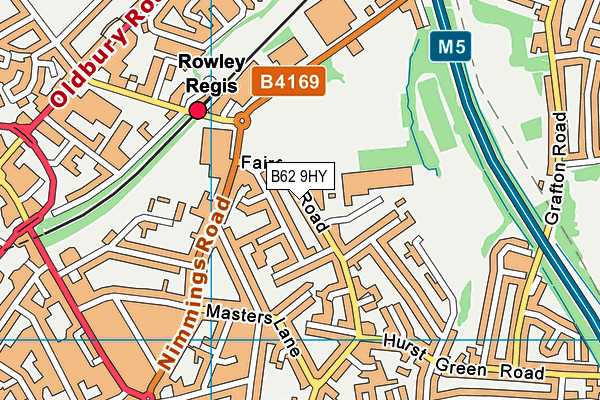 B62 9HY map - OS VectorMap District (Ordnance Survey)