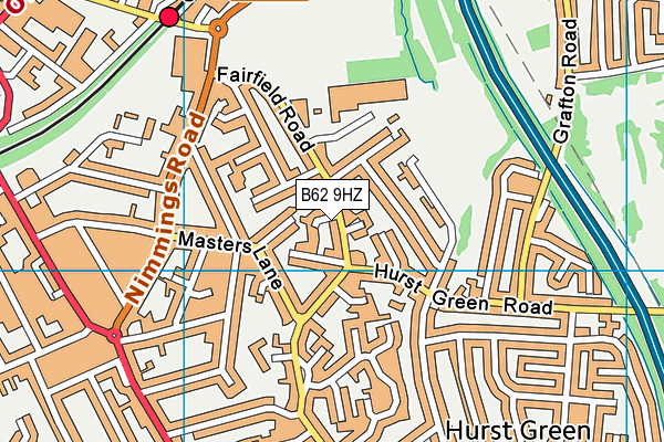 B62 9HZ map - OS VectorMap District (Ordnance Survey)