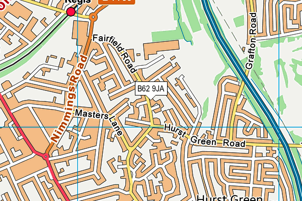 B62 9JA map - OS VectorMap District (Ordnance Survey)