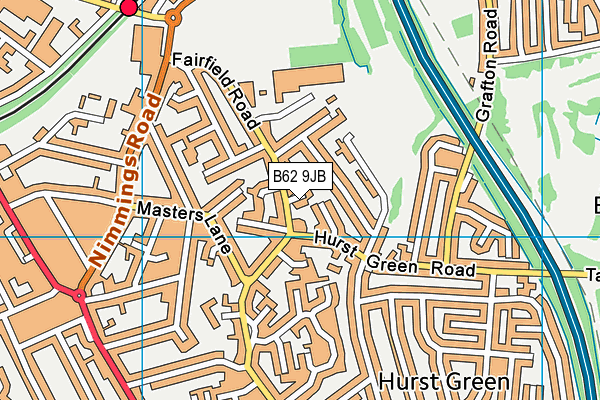 B62 9JB map - OS VectorMap District (Ordnance Survey)