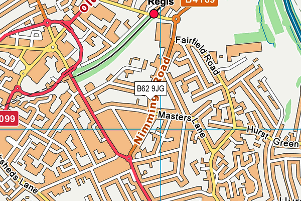 B62 9JG map - OS VectorMap District (Ordnance Survey)