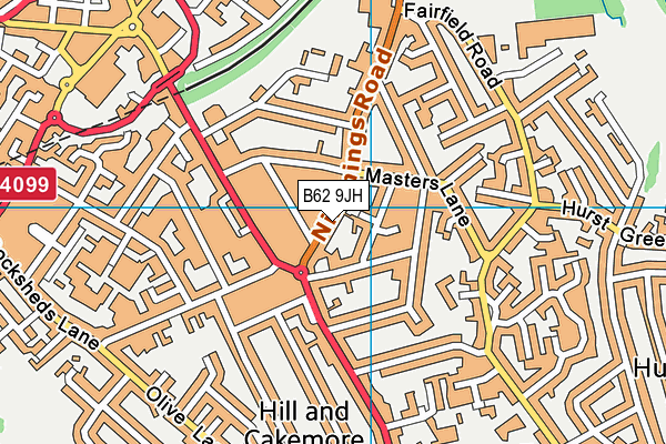 B62 9JH map - OS VectorMap District (Ordnance Survey)