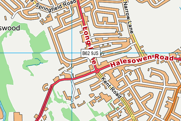 B62 9JS map - OS VectorMap District (Ordnance Survey)