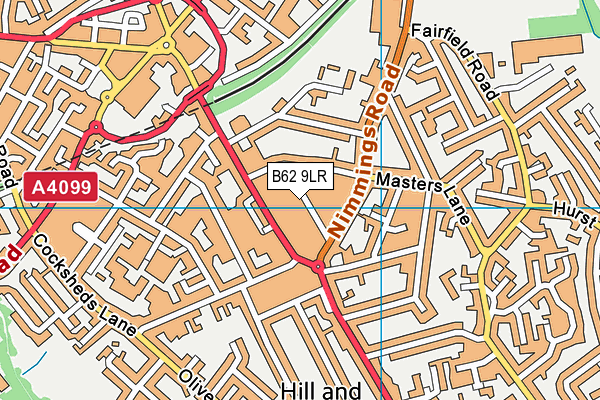 B62 9LR map - OS VectorMap District (Ordnance Survey)