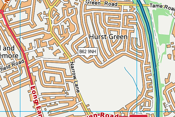 B62 9NH map - OS VectorMap District (Ordnance Survey)