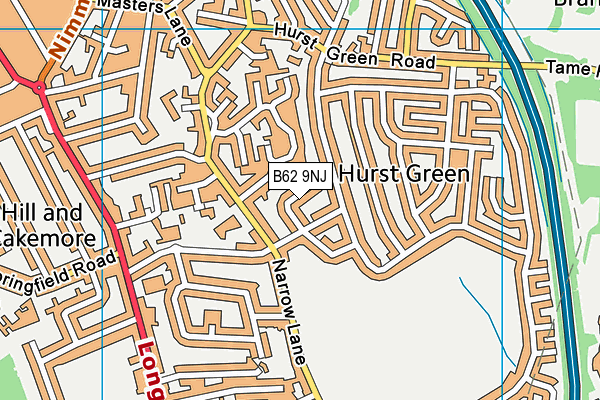 B62 9NJ map - OS VectorMap District (Ordnance Survey)