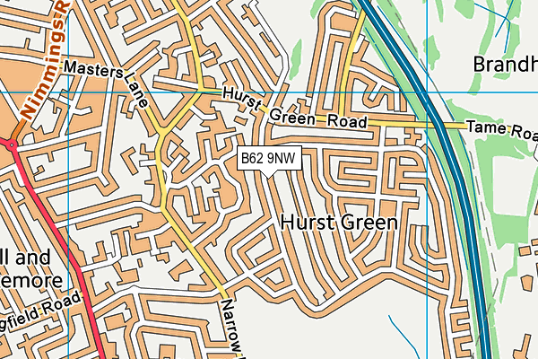 B62 9NW map - OS VectorMap District (Ordnance Survey)