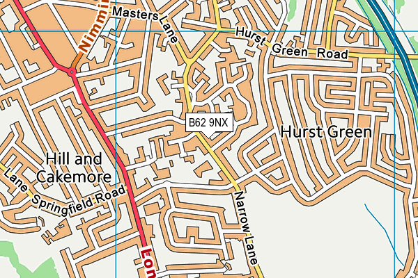 B62 9NX map - OS VectorMap District (Ordnance Survey)