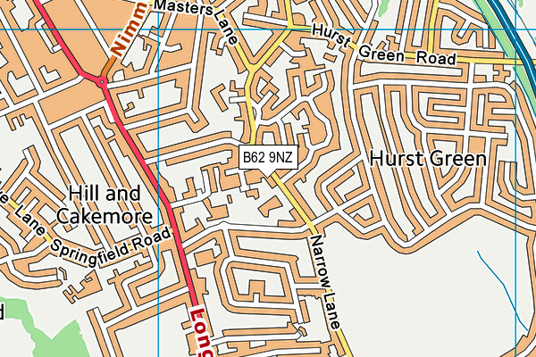 Hurst Green Primary School map (B62 9NZ) - OS VectorMap District (Ordnance Survey)